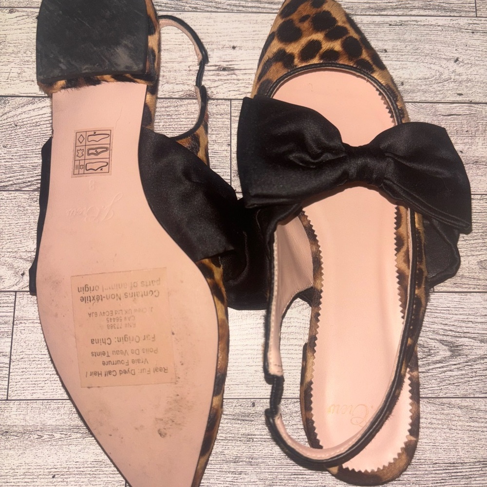 J crew Gwen sling back flats leopard hair